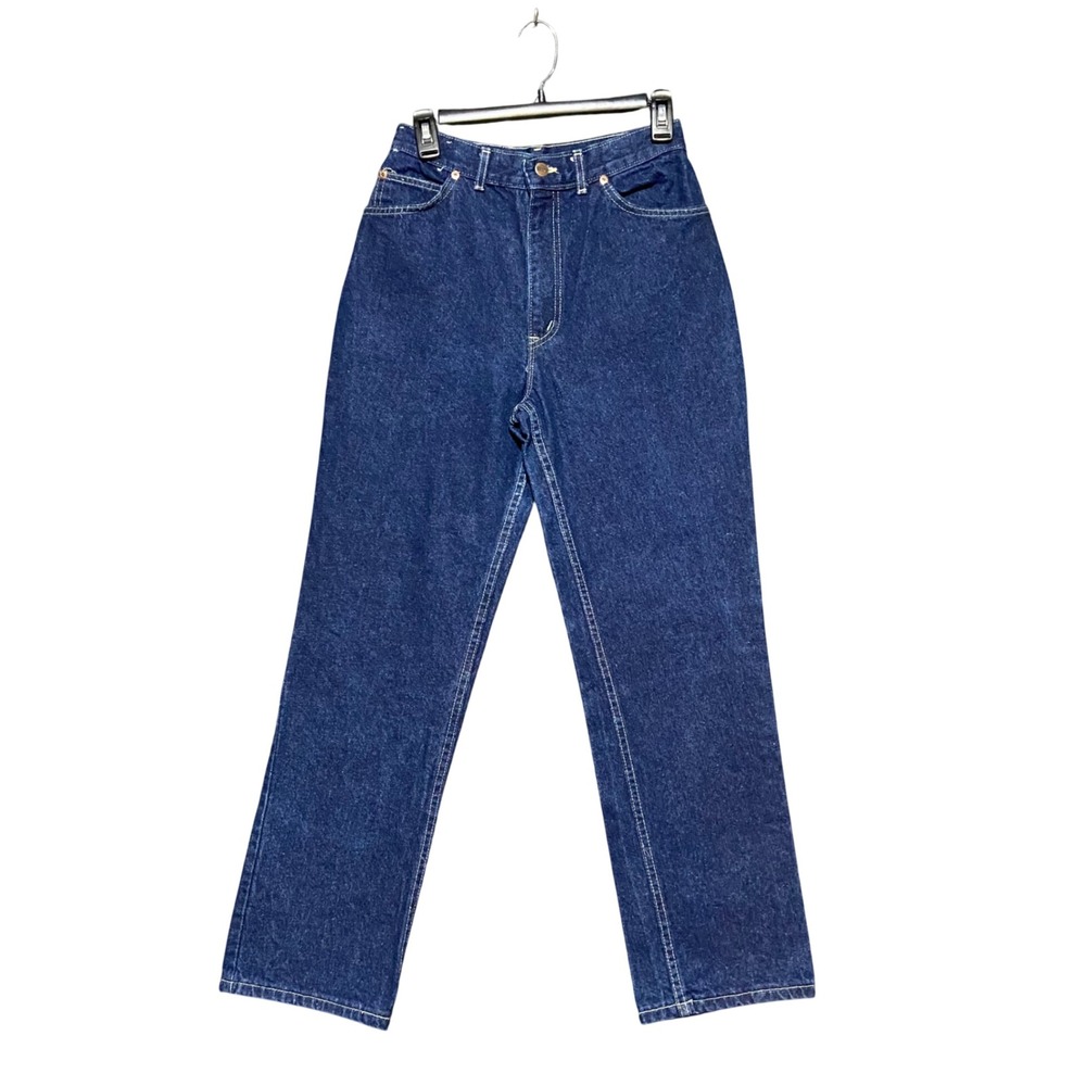 Vintage Chic High Waisted Straight Leg Jeans Dark Wash Made in USA Womens 12S